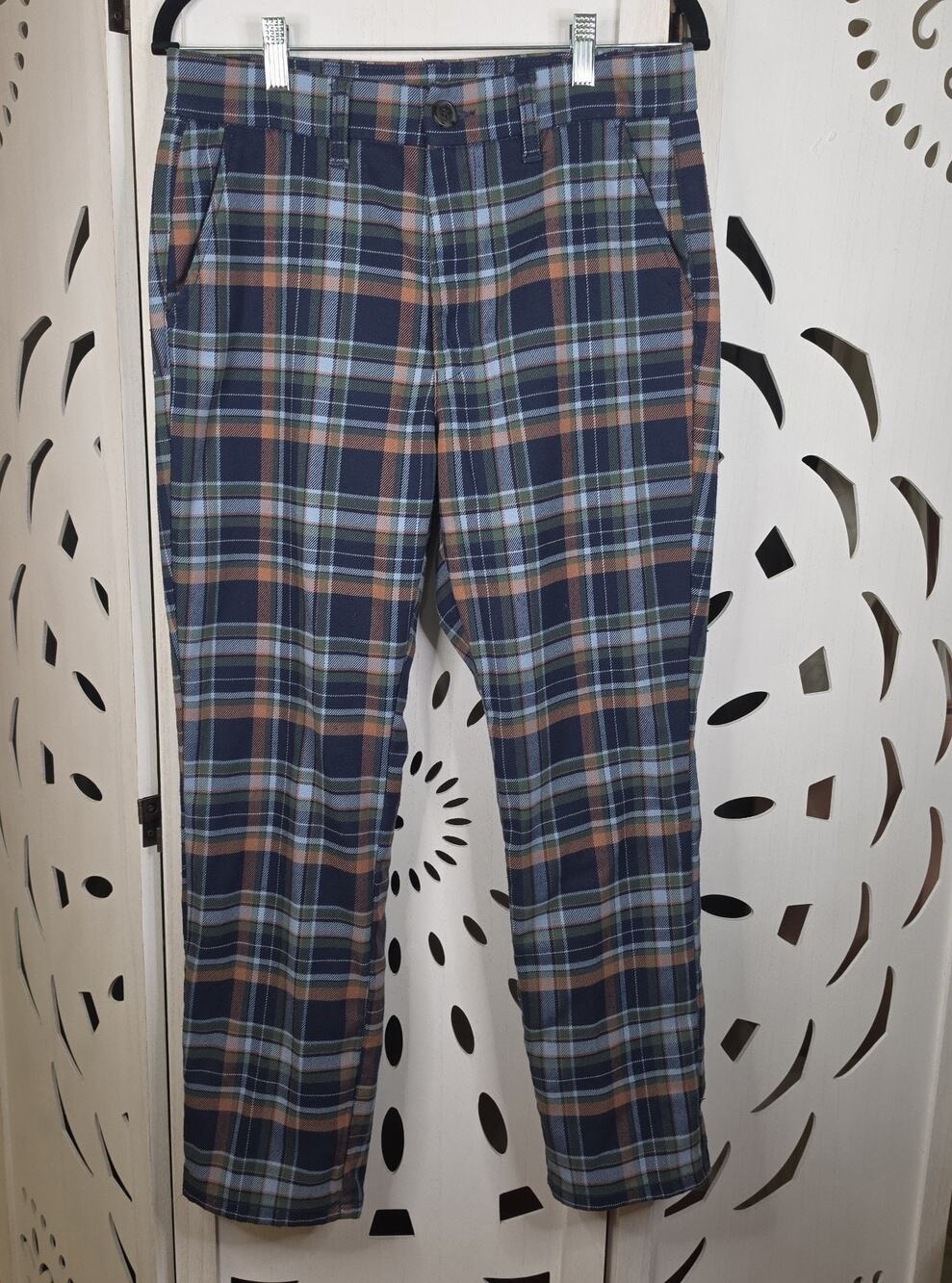 American Eagle Womens Preppy Super High Rise Skinny Trouser Stretch Plaid Size 8